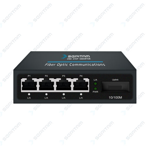 مدیاکانورتر 4پورت 10/100Mbps و 1 پورت آپلینک SC Duplex 20Km ( مدل: Sepitam-MC14E-DSC20 )