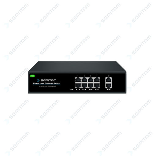 سوئیچ شبکه PoE سری ECO دارای هشت پورت 1Gbps PoE RJ45و دو پورت 1Gbps RJ45 آپلینک ( مدل: Sepitam-PS208G-DG-ECO )